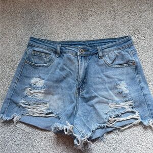 Light Blue Distressed Denim Women’s Shorts